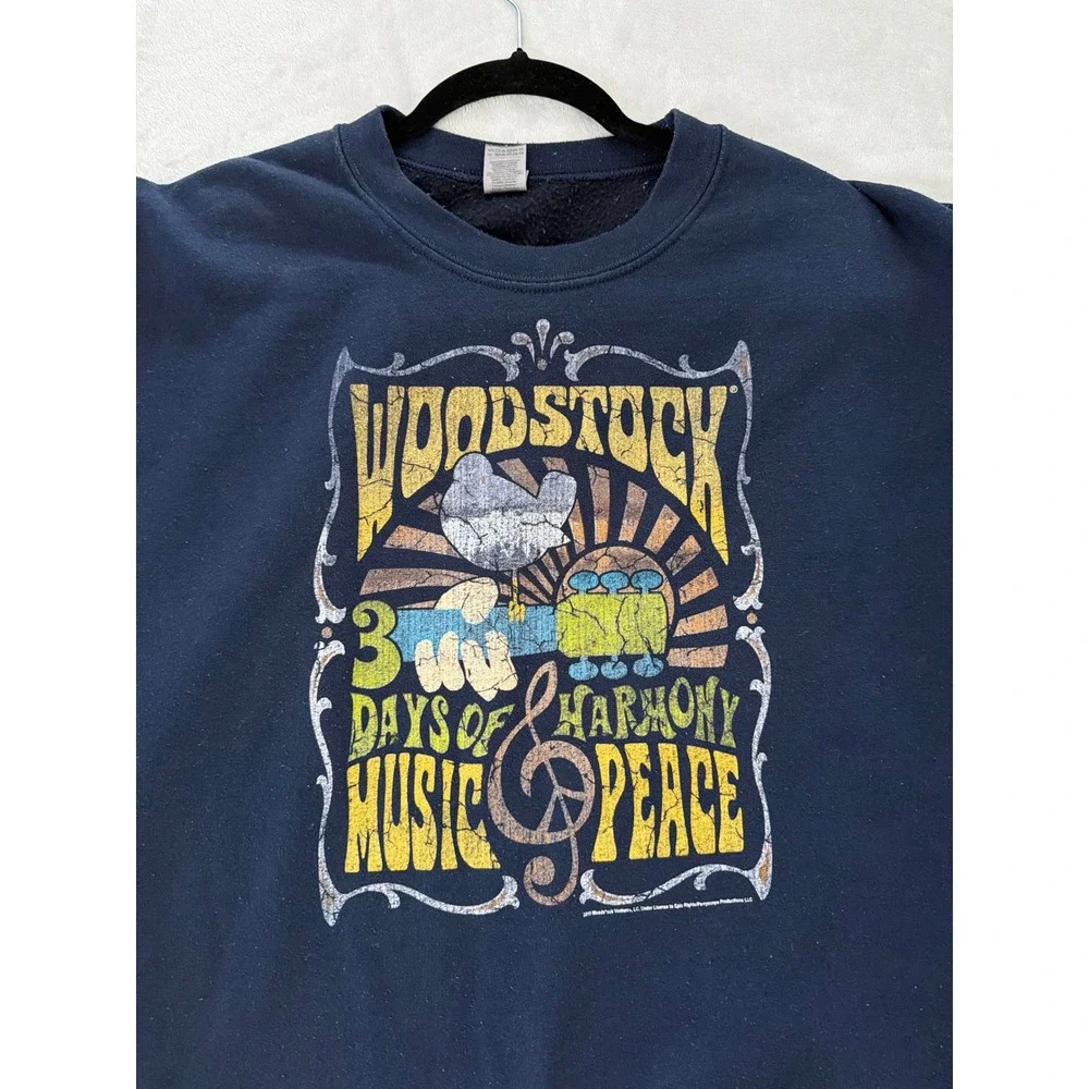Woodstock 3 Days of Harmony Music Peace Navy Blue Graphic Sweatshirt 3XL